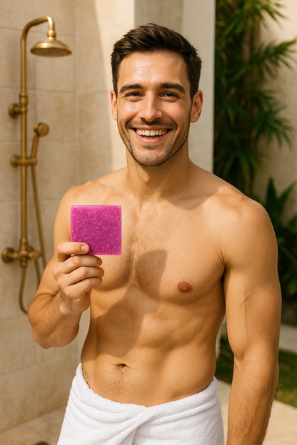 Summer Raspberry Scrub Soap – Exfoliating Vegan Loaf Bar with Shea Butter, Oatmeal & Natural Oils – Handmade Fruity Scented Soap for All Skin Types – 4oz