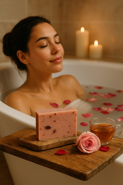 Frosted Rose Soap Bar– Revitalizing Botanical